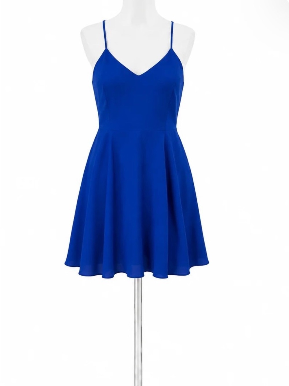 Express Royal Blue Spaghetti Strap Fit-and-Flare Mini Dress